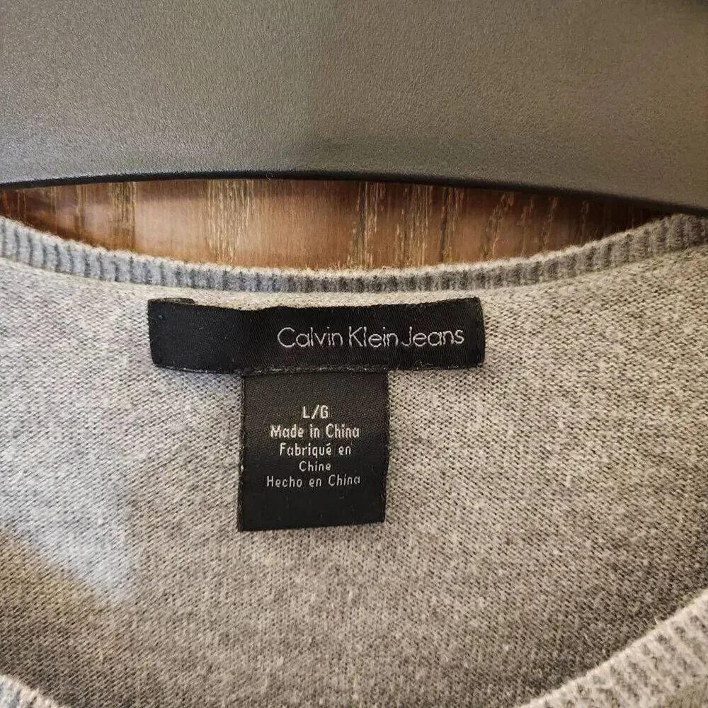 Calvin Klein Black and Gray Long Sleeved Blouse Size Large
